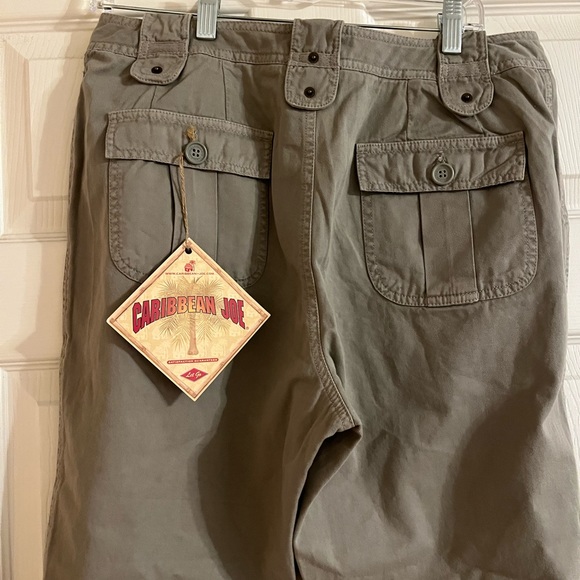 NWT Caribbean Joe khaki green 100% cotton cargo pants - Picture 7 of 15